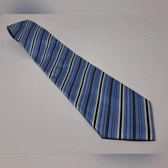 Canali Men's Tie Neck Tie  Blue Striped 100% Seta Silk Italy 58" MINT - Picture 2 of 10